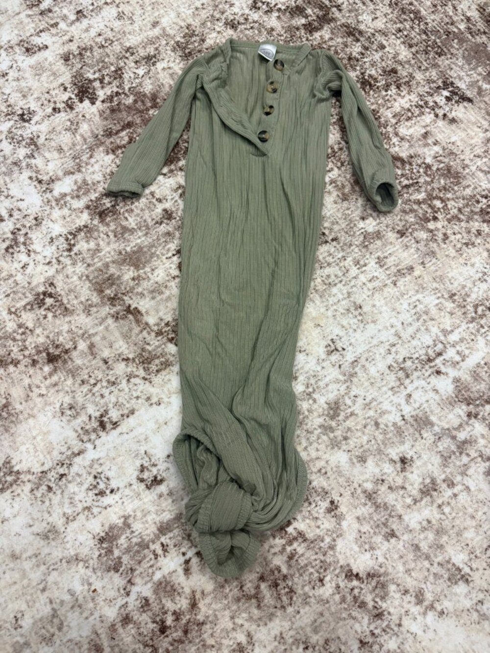 Lou Lou Lounge Sage Green Ribbed Knot Gown (Newborn)